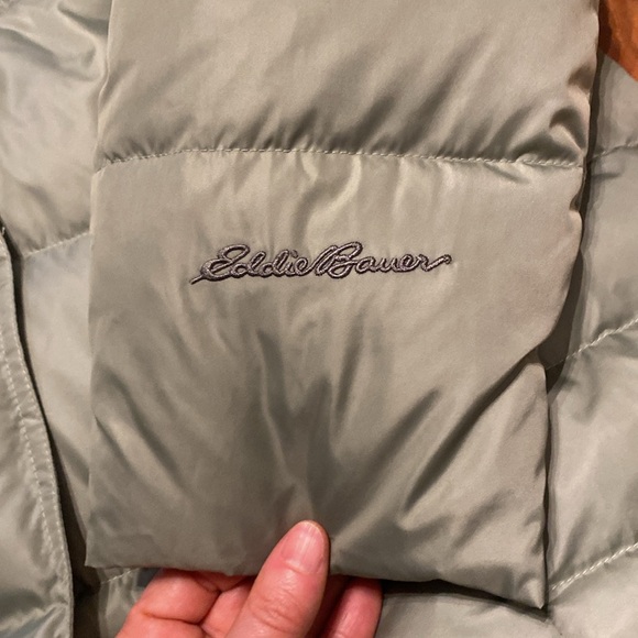 Women’s XL Down Eddie Bauer Sage Long Coat- Faux Fur Removable Hood-Worn Twice - Picture 7 of 12